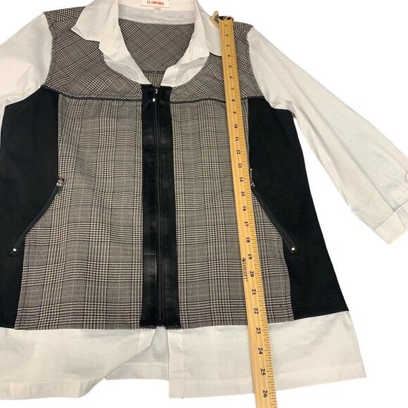 Le Grenier Womens 2 Pc Plaid Blouse Faux Vest Full Zip Top & Dress Pants Size 11 - Picture 9 of 12